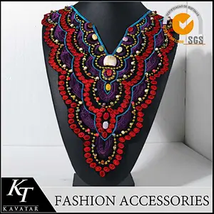 Hot sell top quality nation neck trim design applique embroidery for garment