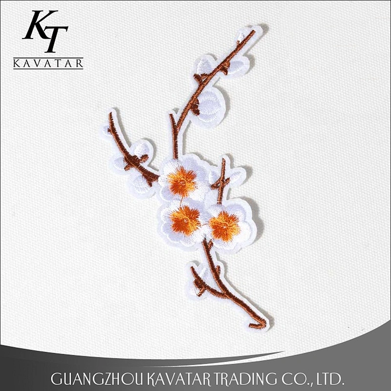 Pink Blue Embroidered Flower Sew On Patch For Clothes