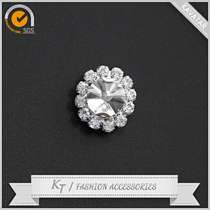 Sparkling Clear Glass Rhinestone with Silver Metal Shank Buttons