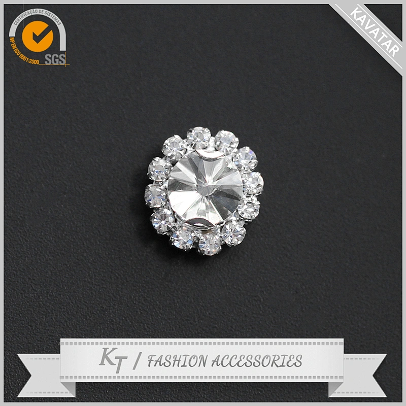 Sparkling Clear Glass Rhinestone with Silver Metal Shank Buttons