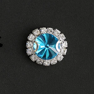 Sparkling Clear Glass Rhinestone with Silver Metal Shank Buttons