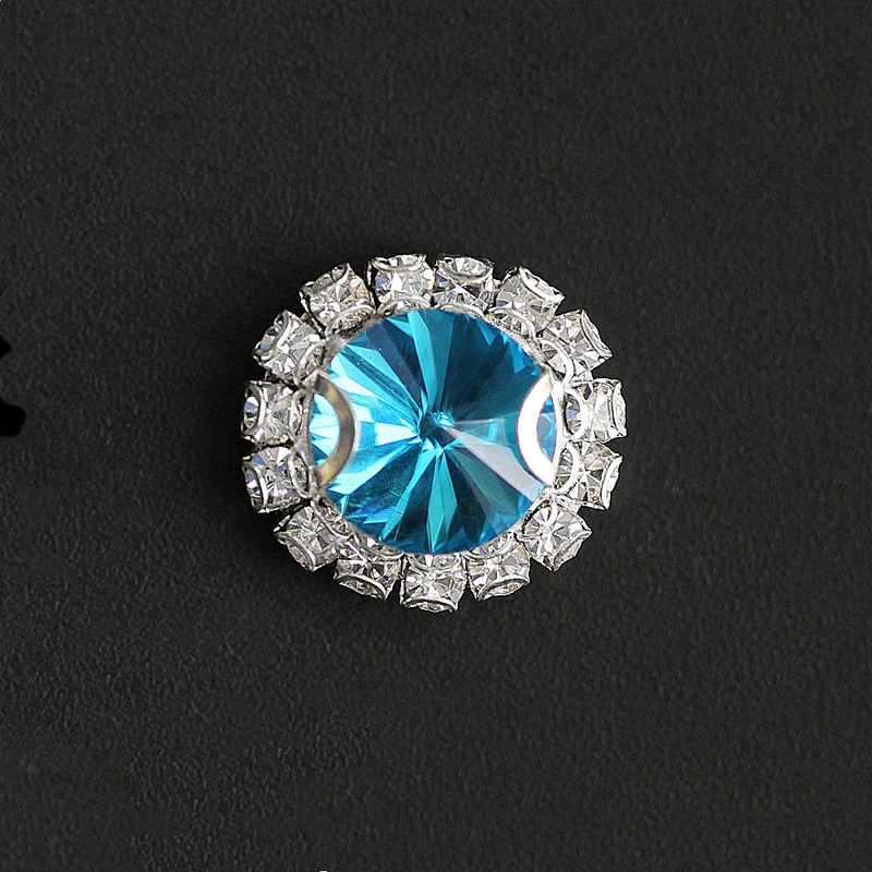Sparkling Clear Glass Rhinestone with Silver Metal Shank Buttons