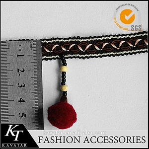 New Design Tassel curtain lace trimming lovely pom pom trim for dress