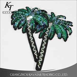 Craft Coconut Tree Beading Rhinestone Motif Sew on Patches Applique Sewing Supplies for Clothes