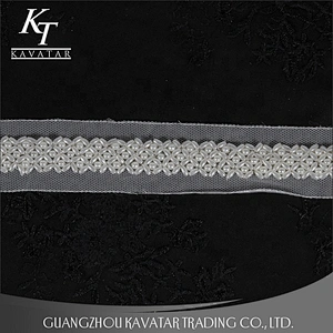 White Beaded Pearl Embroidery Lace Trimming For Wedding Dress