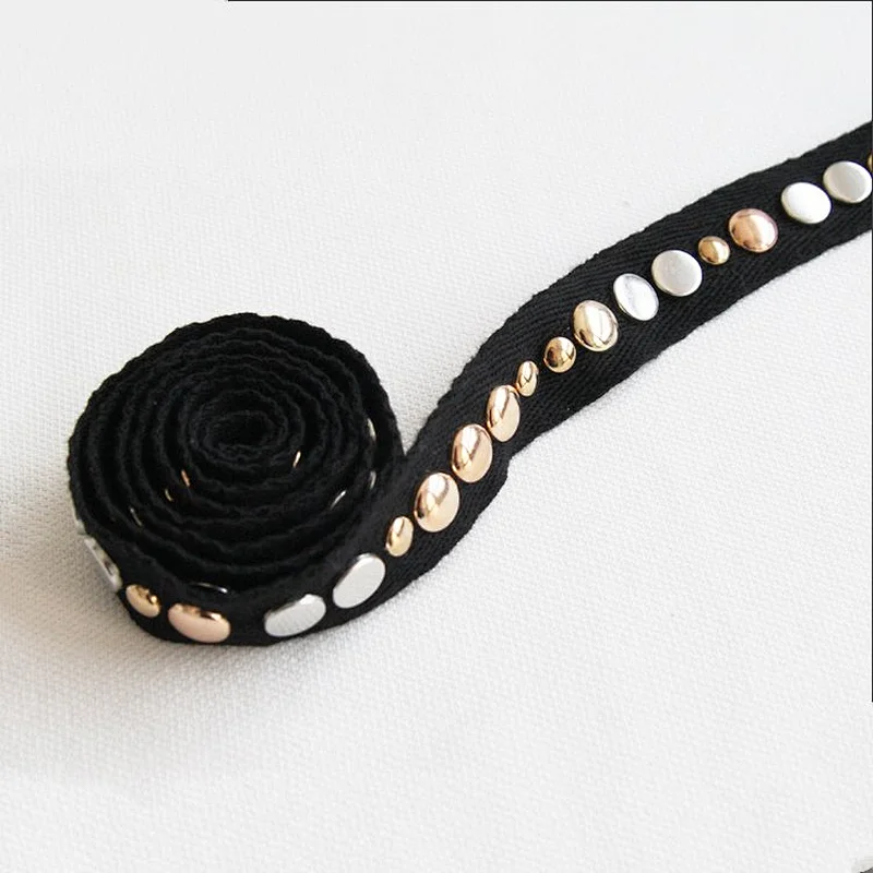 Fashion garment decorative white gold Copper stud trim nail on herringbone tape