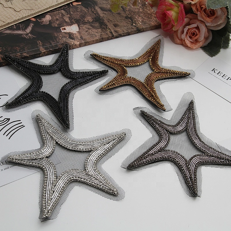 new arrival star rhinestone Beaded Patches Sew on clothing patch 3D  DIY T-shirt patches