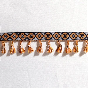 Fashion Design Golden Yellow Tassel Fringe Lace Trimming
