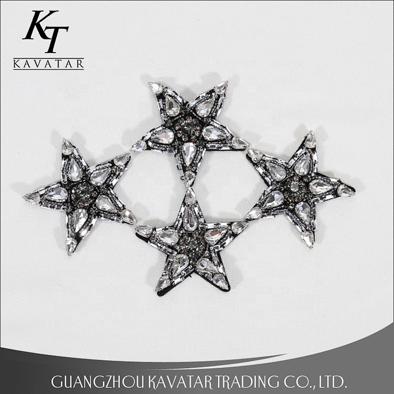 Factory Wholesale Fashion Star Style Designs Rhinestone Beaded Sew-On Patches