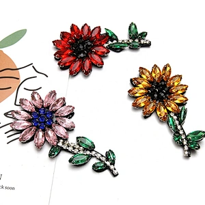 Christmas Cherry Flower Decorative Sew on Rhinestone Beaded Patches Wholesale patches for clothing