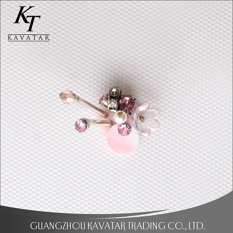 Wholesale Pink Color Rhinestones Beaded Applique Sequin Patch For Clothing