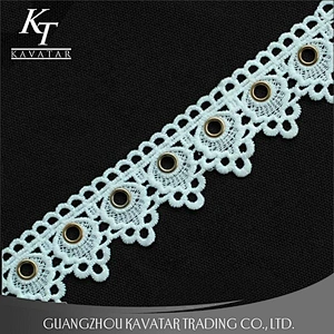 Latest Design White Polyester Eyelet Lace Trimming For Garment