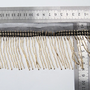 Fancy decorative 8cm gold sliver chain fringe trim fashion accessories mesh fringe