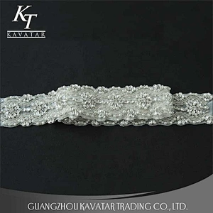 Custom Rhinestone Bridal Bead Applique For Wedding Belt