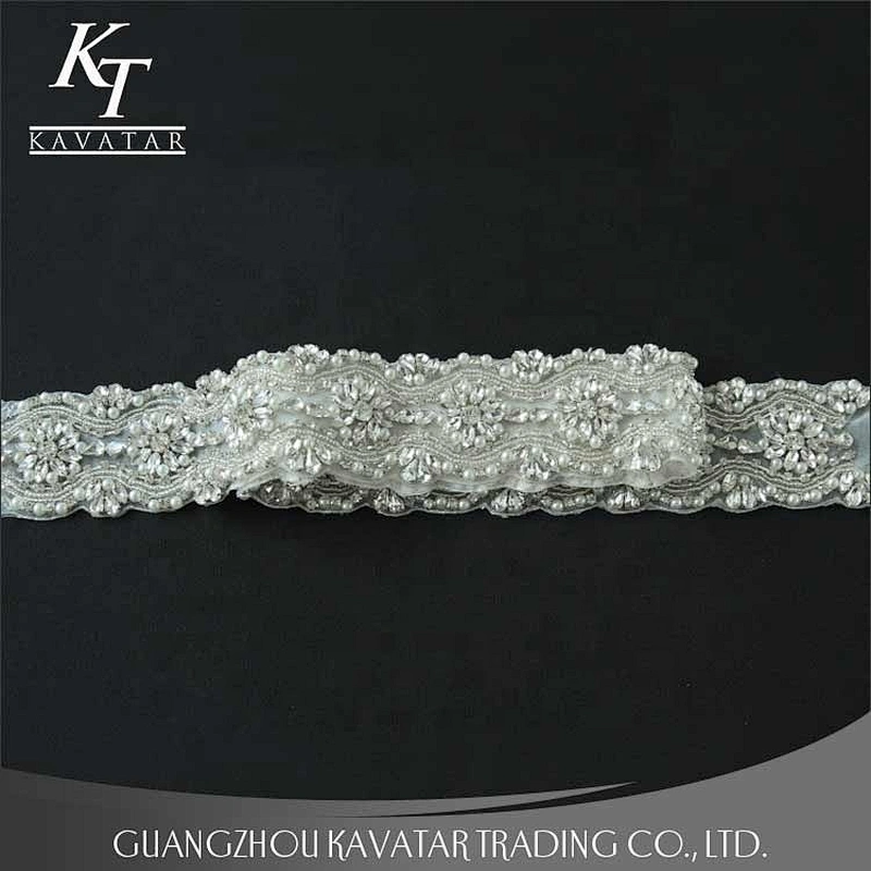 Custom Rhinestone Bridal Bead Applique For Wedding Belt
