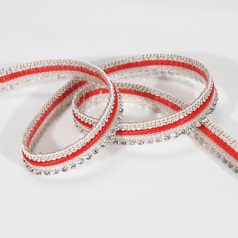 Custom 1cm Decorative Accessories Chain Crystal Rhinestone Beaded Resin Thermal Transfer Ribbon