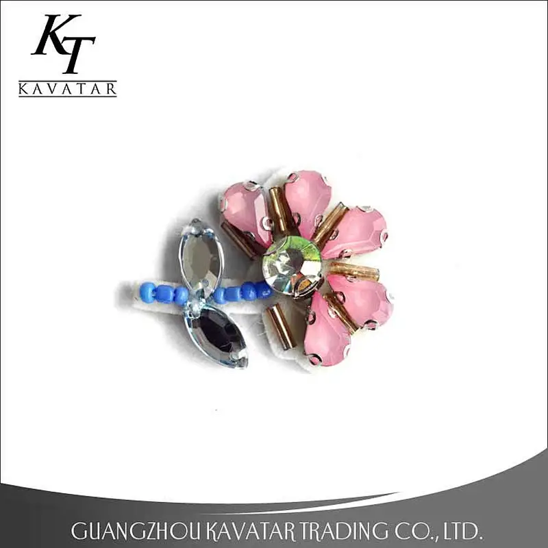 High quality new style fashion flower patches,rhinestone inset