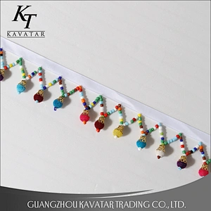Fashion colorful beaded fringe,customized pom pom trim
