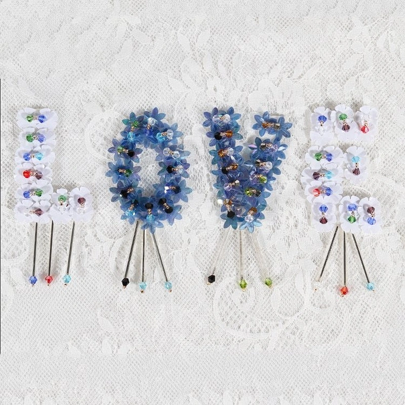 Letter Love Sequin Flower Patches For Clothing
