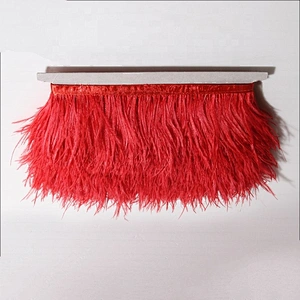 Kavatar Wholesale Custom Red Feather Fringe Trim For Dance Costumes Dresses