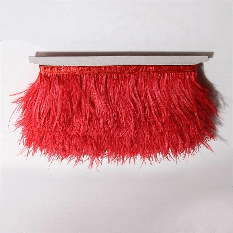 Kavatar Wholesale Custom Red Feather Fringe Trim For Dance Costumes Dresses