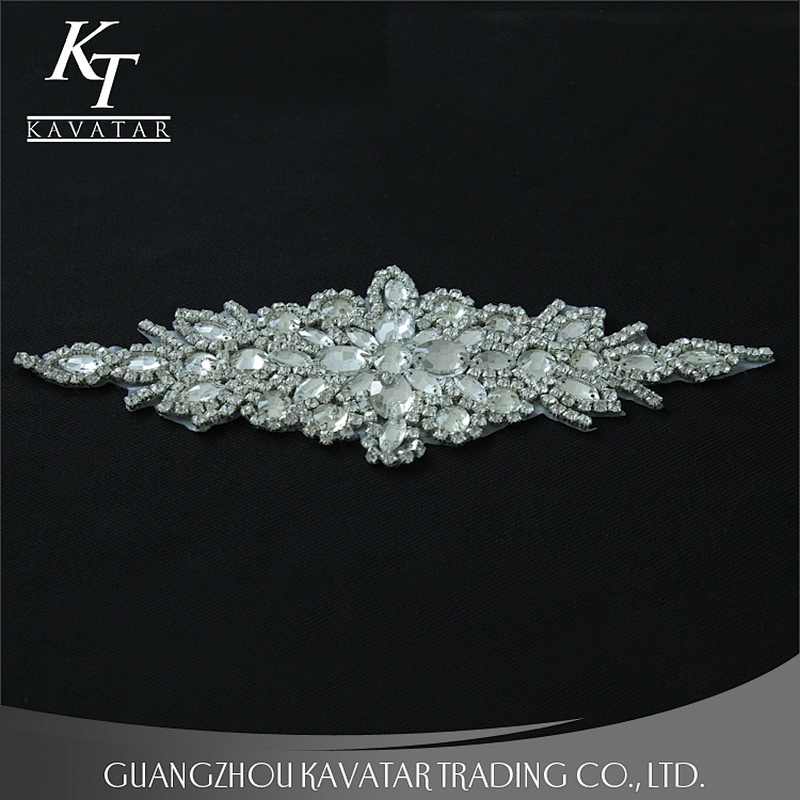 Sew-on Floral Bridal Pearl Crystal Beaded Rhinestone Applique
