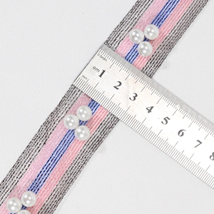Wholesale kavatar Tread 3cm Beaded Pearl Lace ChainTrim For Dress