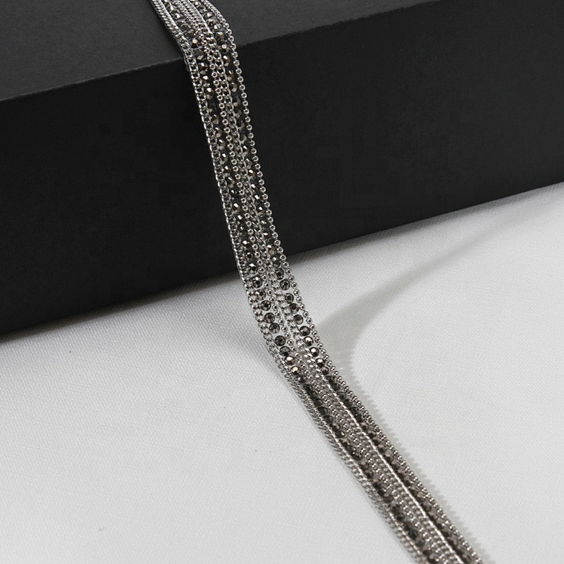 Kavatar 1cm Accessories Beads Chain Crystal Beaded Hotfix Trim Ribbon For Garments Decoration
