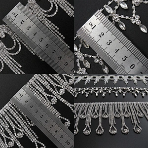 Kavatar Wholesale Crystal Rhinestone Chain Trim Fringe Styles For Dress