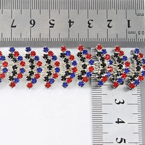 Smile Multicolor Clear Crystal Rhinestone Trims Chain Costume Applique Wholesale Rhinestone Chain Trim