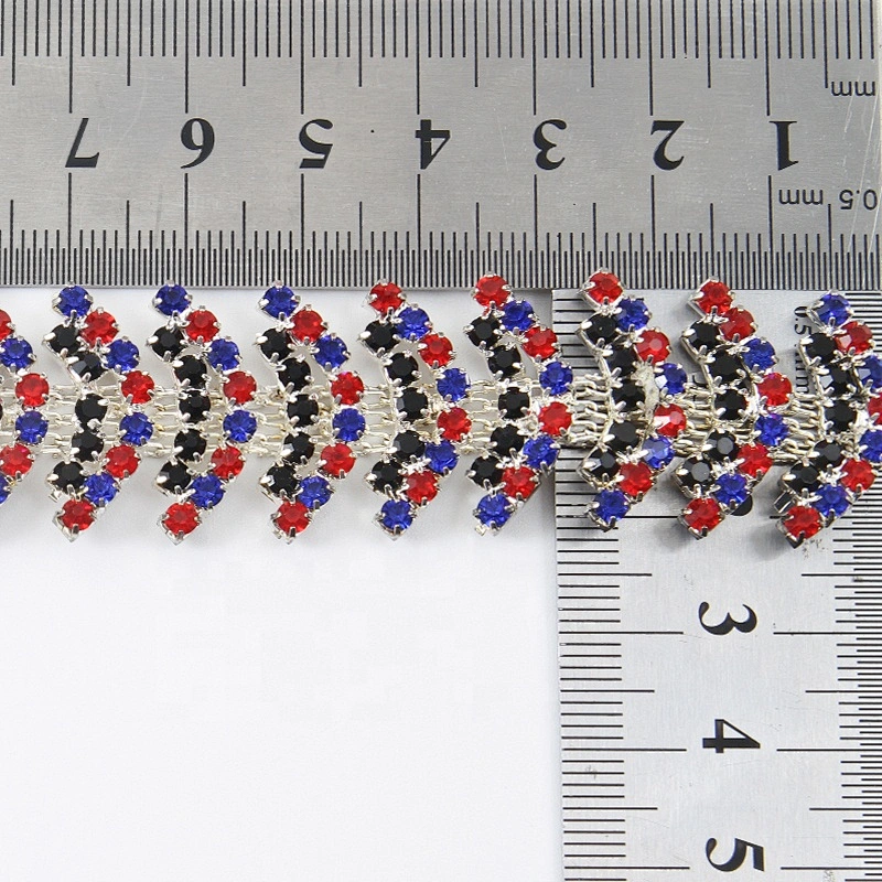 Smile Multicolor Clear Crystal Rhinestone Trims Chain Costume Applique Wholesale Rhinestone Chain Trim