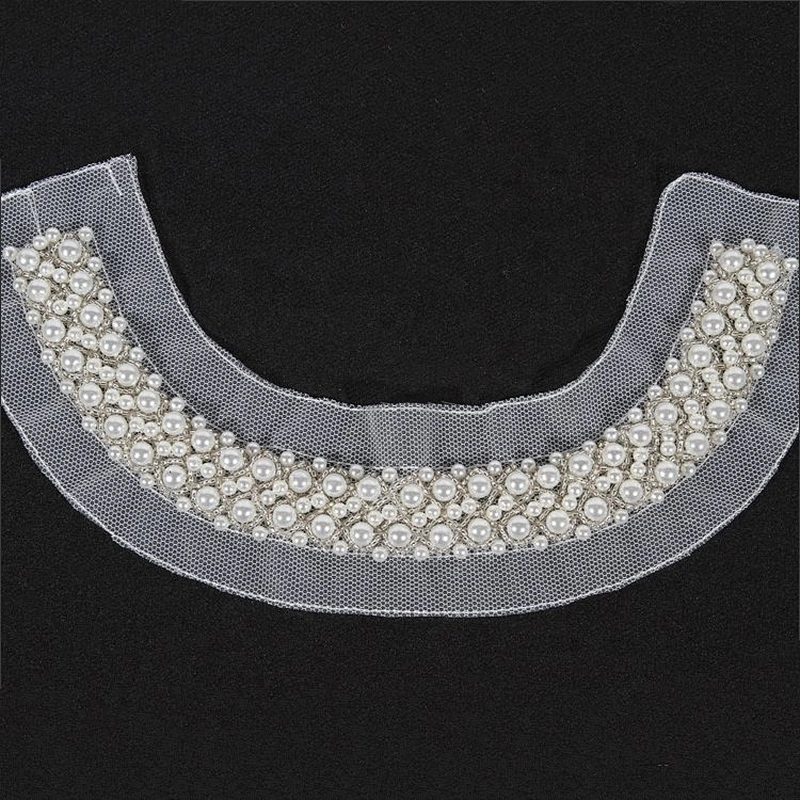 Wholesale Fashion White Pearl Beads Collar Embroidery Lace Trim