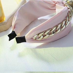 Fashion headbands 2020  retro style wide edge hair band  girls headbands Aluminium chain beaded bow headb  hair accessories