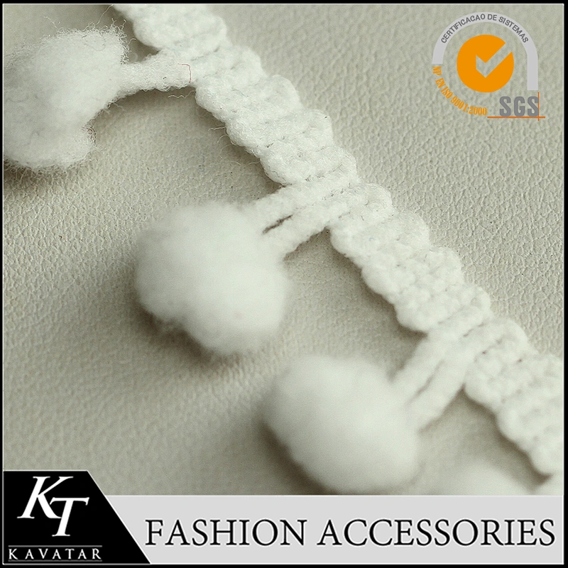 Wholesale top latest design lace trim with pom pom for garment