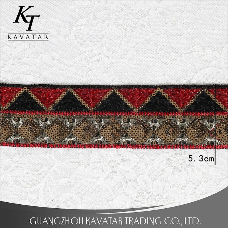 New Arrival Garment Accessories Ethnic Style Colorful Sequin Embroidery Glitter Ribbon Trim