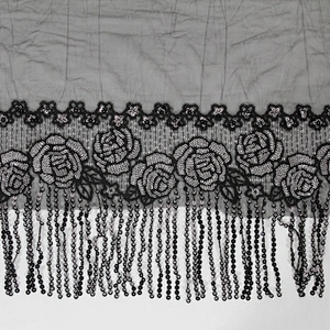 Custom Decorative Floral Sequin Embroidery Beaded Fringe Lace Border