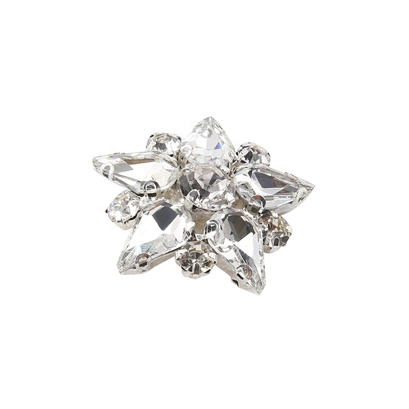 Kavatar Wholesale Crystal Glass Blue kavatar Gold Rhinestone Button For Garment Accessories
