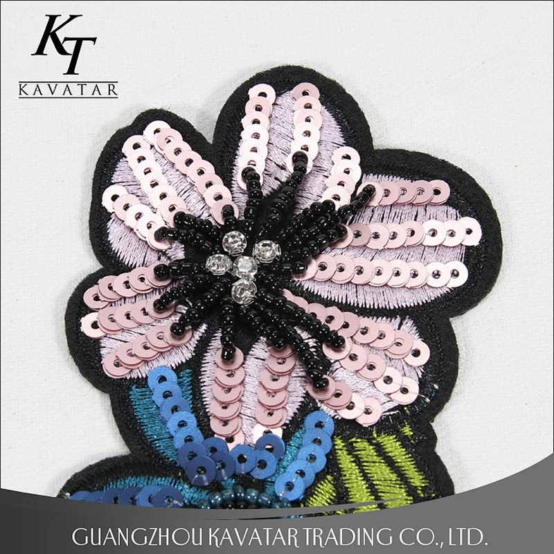 New arrival Small Flower 3D Designs Beaded Rhinestone Sequin Applique For decoration