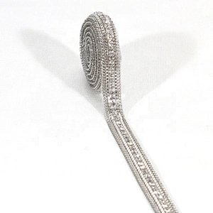 Kavatar Wholesale Custom Design Accessories Chain Beaded Rhinestone Hotfix Trim