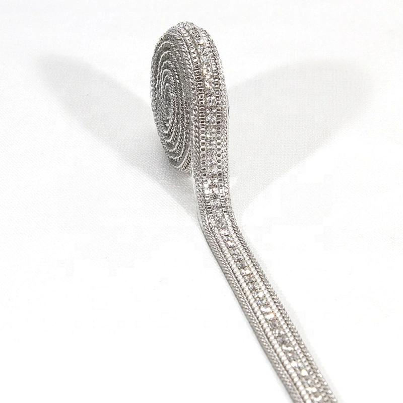 Kavatar Wholesale Custom Design Accessories Chain Beaded Rhinestone Hotfix Trim