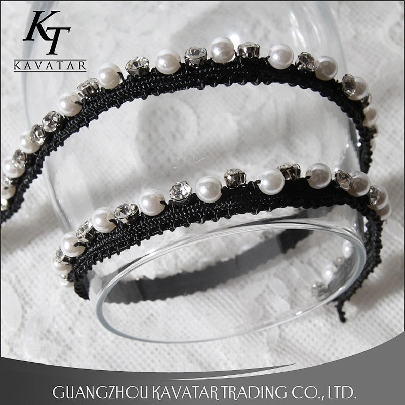 Popular Small Lace Trim Pearl Beaded Rhinestone Lace Decorative For Dress