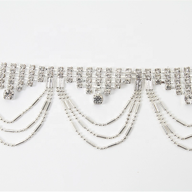 Shining Tassel Rhinestone Trims Bridal Decoration Clothing Rhinestones chains Sew on