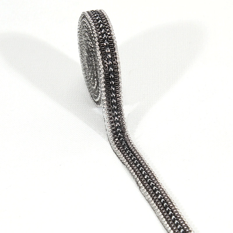Decorative Black Rhinestone bling bling decorative rhinestone trim Hot fix Trim with  Beads