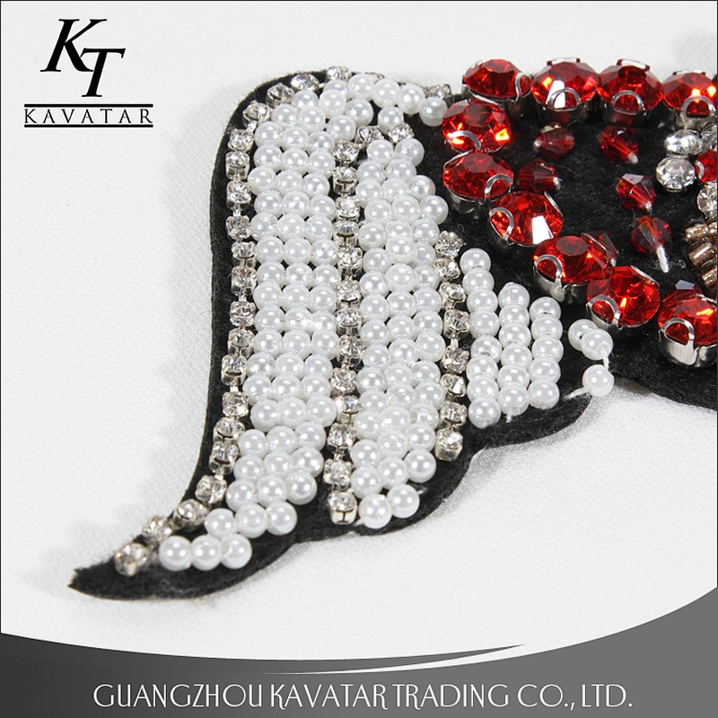 Beautiful Handicraft Heart with Wings Beading Patches For Decoration