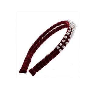 Wholesale beads pearl rhinestone handmade party hair band accessories headband fashion decorative girls hair hoop