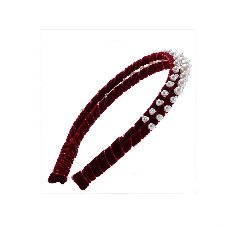 Wholesale beads pearl rhinestone handmade party hair band accessories headband fashion decorative girls hair hoop