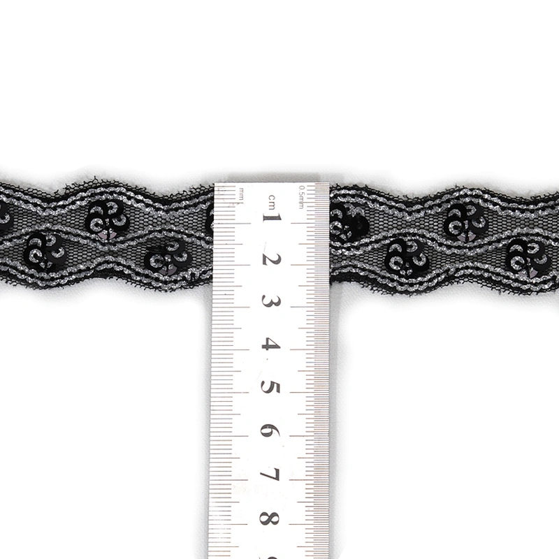 Handmade Wavy Shape Sequin Mesh Guipure Lace Trim for Clothing