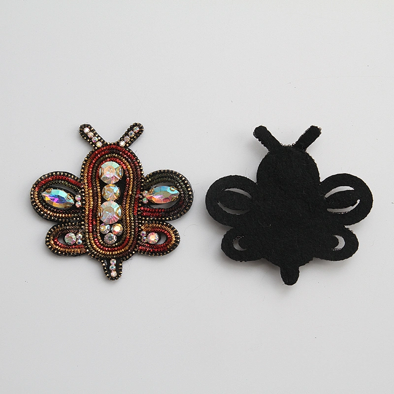 custom bee pom beaded perfume bottle patches 3d rhinestones patches Stick-On patches for clothing Handmade Beaded