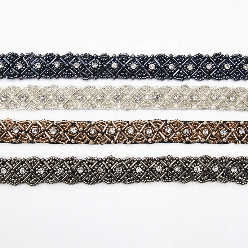 Wholesale multi color handmade organza pearl lace trim  for garment accessories
