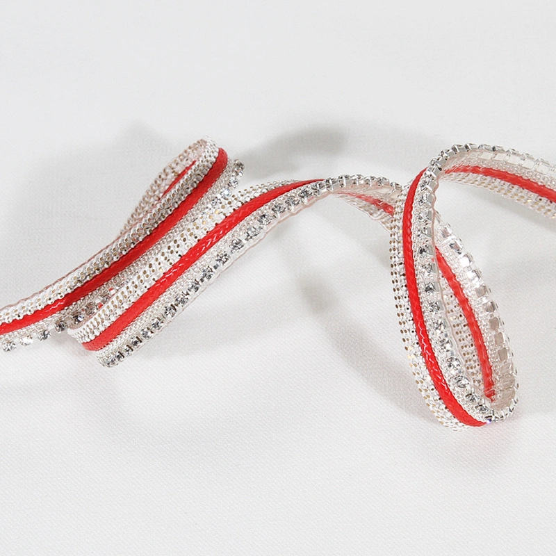 Custom 1cm Decorative Accessories Chain Crystal Rhinestone Beaded Resin Thermal Transfer Ribbon